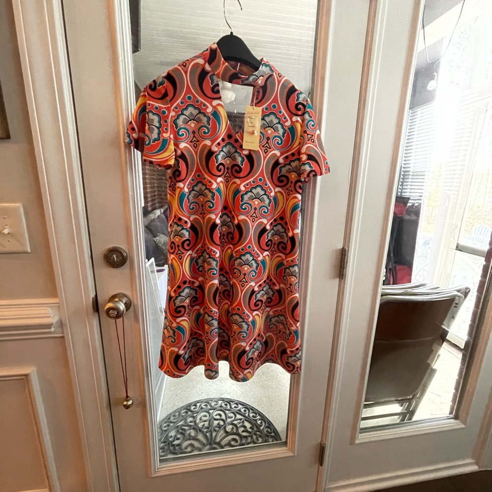 Coral and gray dress by Aryeh New with tags size medium